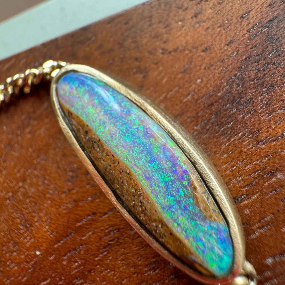 14k Gold Solid Opal Bracelet - Picture 4 of 16